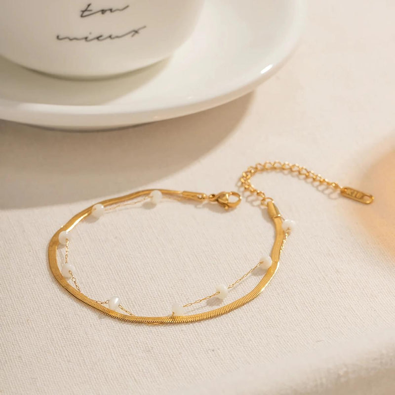 shell bead snake chain anklet - MRSLM