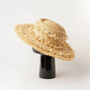 raffia sun hat with shell accents, view 5 - MRSLM