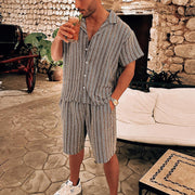 men's black and white sports top and shorts set, view 2 - MRSLM