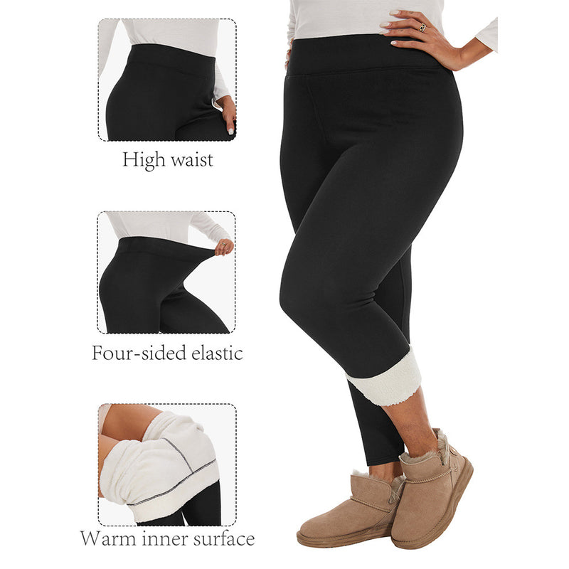 Women's plus size fleece-lined winter leggings, view 3 - MRSLM