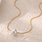 minimalist simulated pearl necklace, view 6 - MRSLM
