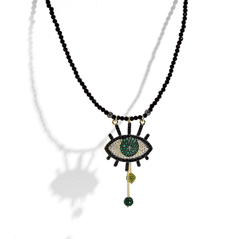 crystal eye pendant necklace, view 2 - MRSLM