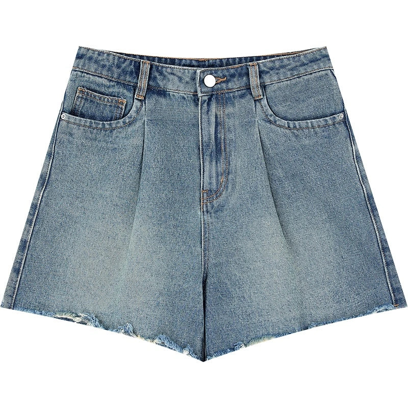 high waist denim shorts, view 2 - MRSLM