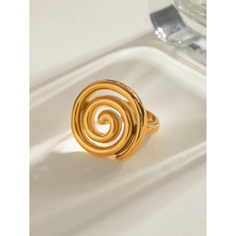 gold plated spiral stainless steel ring, view 4 - MRSLM