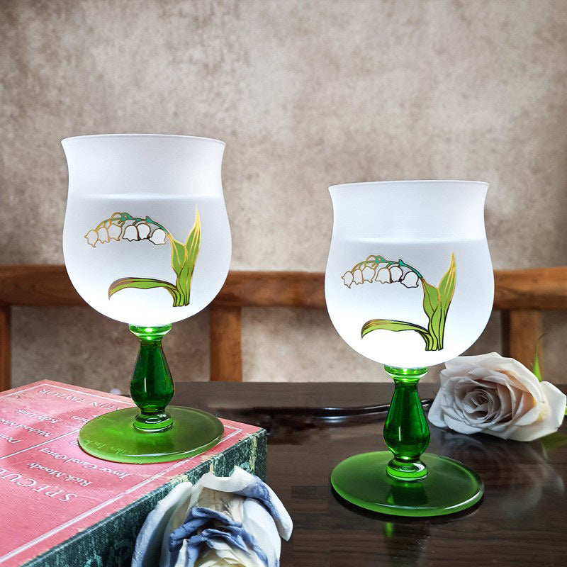 crystal glass lily goblet, view 2 - MRSLM