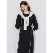 sports contrasting color pullover dress, view 3 - MRSLM