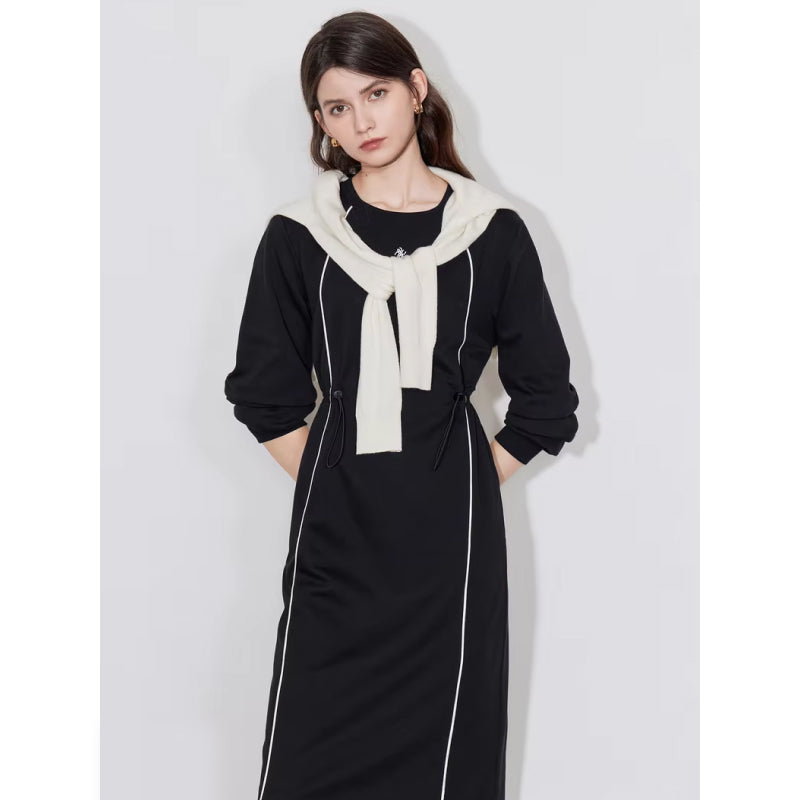 sports contrasting color pullover dress, view 3 - MRSLM