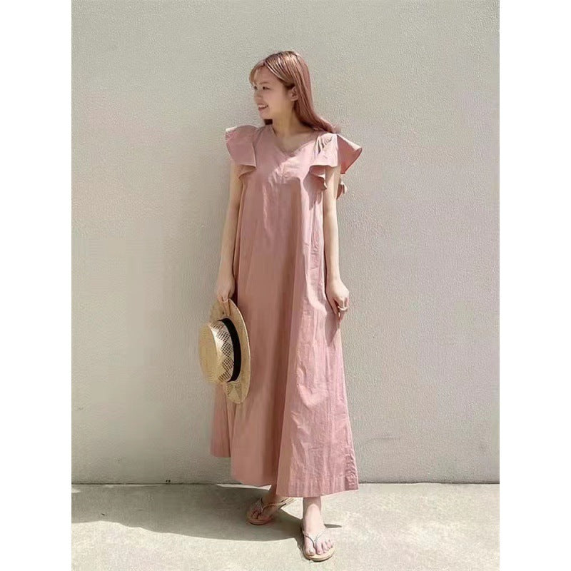 Ruffle sleeve loose long dress, view 3 - MRSLM