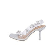 Rhinestone flower slingback high heels, view 6 - MRSLM