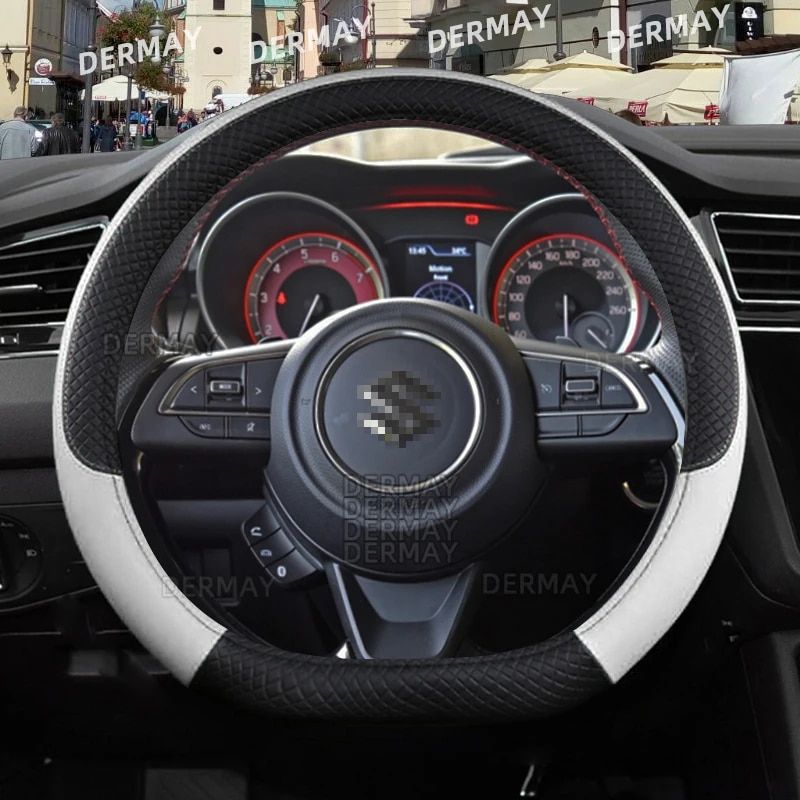 microfiber leather steering wheel cover for Suzuki Swift, view 3 - MRSLM