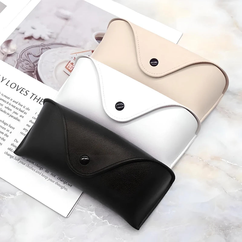 solid color lightweight leather glasses case, view 5 - MRSLM