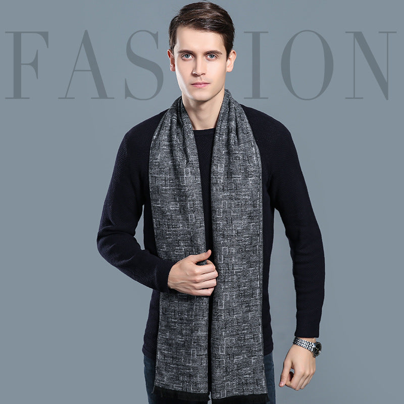 plaid men's cashmere scarf, view 10 - MRSLM