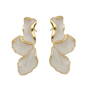 zinc alloy cream enamel petal earrings, view 7 - MRSLM