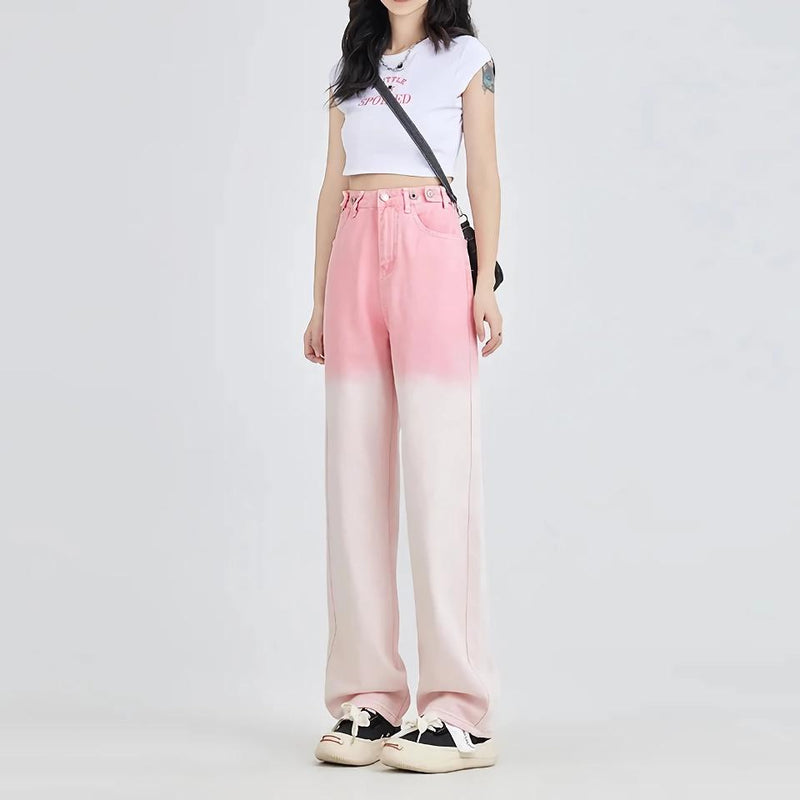 pink gradient wide leg jeans, view 5 - MRSLM