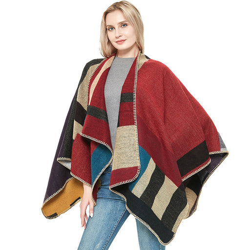 thick plaid shawl - MRSLM