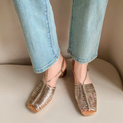 high heel leather-lined sandals, view 8 - MRSLM
