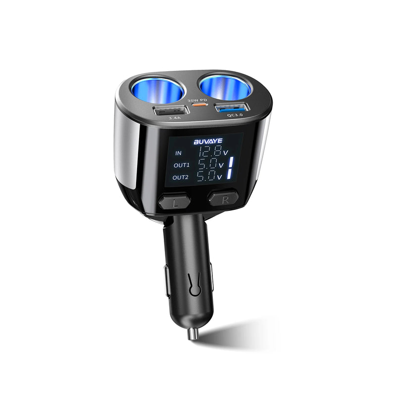 66W dual USB car fast charger with display, view 2 - MRSLM