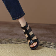 leather gladiator sandals with square heel, view 6 - MRSLM