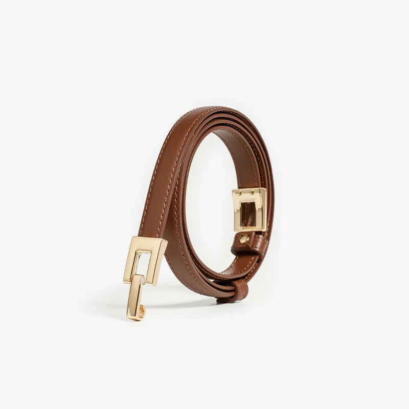 women's genuine leather slim belt, view 8 - MRSLM