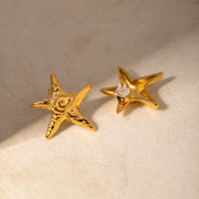 gold star spiral stud earrings, view 7 - MRSLM