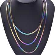rainbow stainless steel snake chain necklace, view 5 - MRSLM