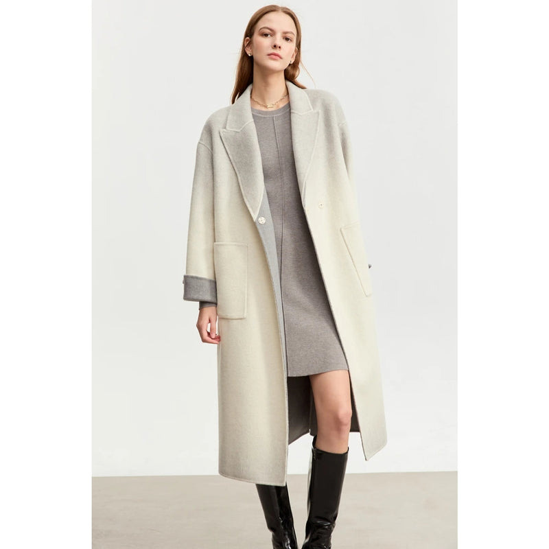 women's gradient wool coat, view 3 - MRSLM