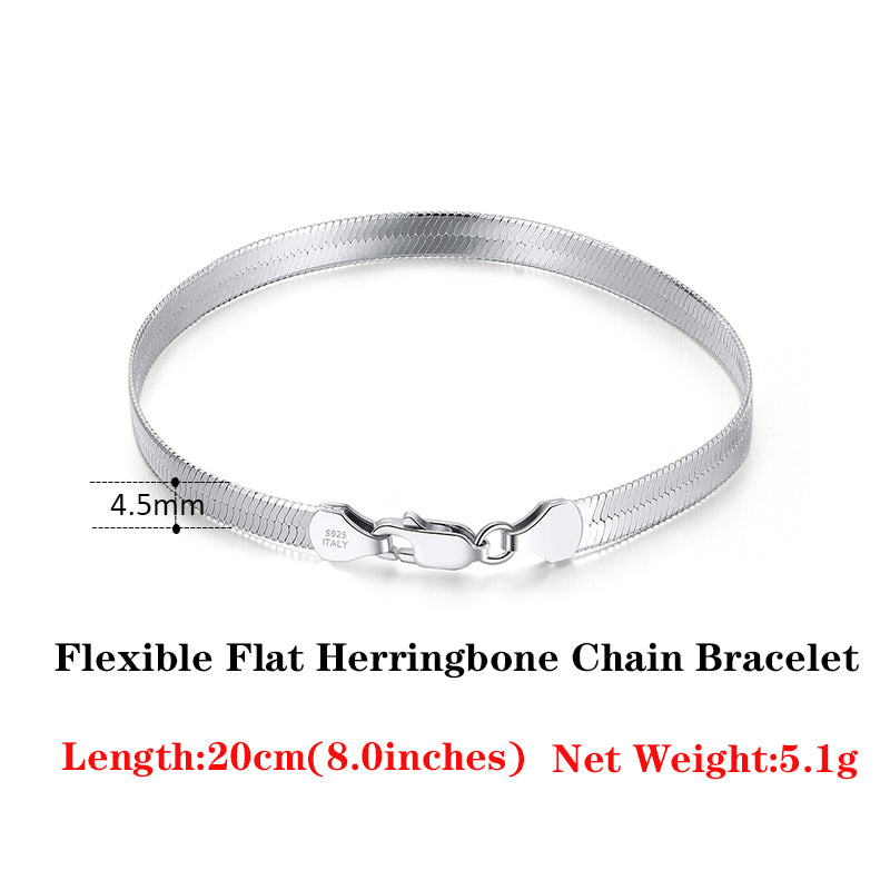 s925 silver flat snake bracelet, view 12 - MRSLM