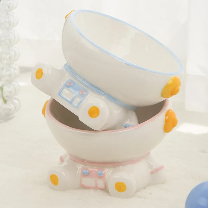 astronaut ceramic pet bowl, view 5 - MRSLM