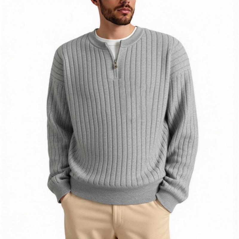 Men's half-zip textured knit sweater, view 5 - MRSLM