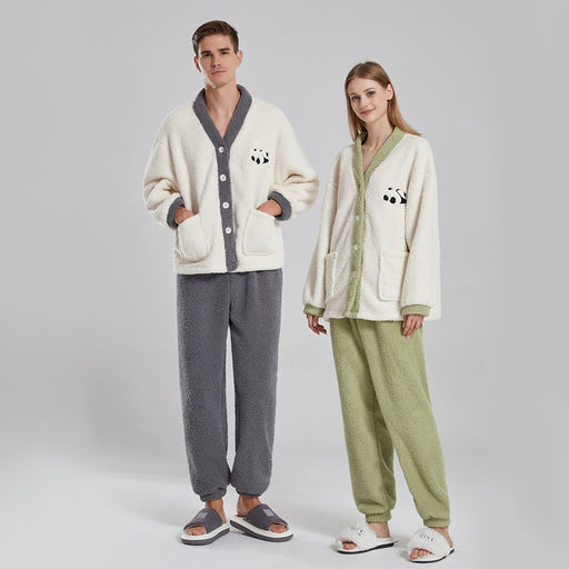 Women's plush panda print pajama set - MRSLM