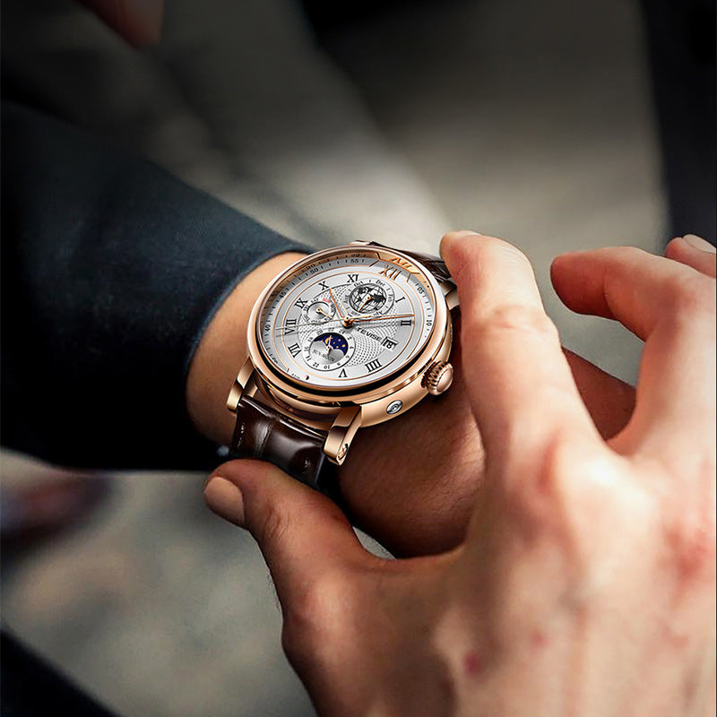 Men's automatic moon phase watch, view 3 - MRSLM