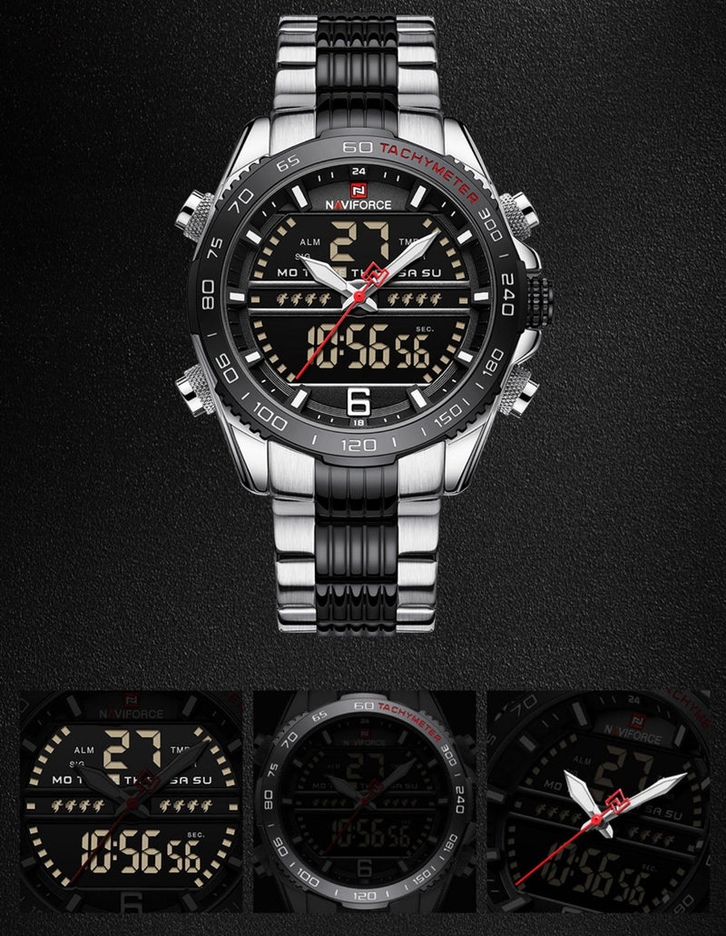 men's multifunction stainless steel watch, view 8 - MRSLM