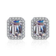 rectangular moissanite silver stud earrings, view 6 - MRSLM