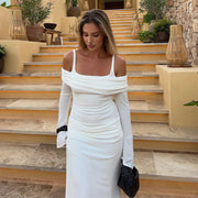 tube top pleated long sleeve dress, view 2 - MRSLM