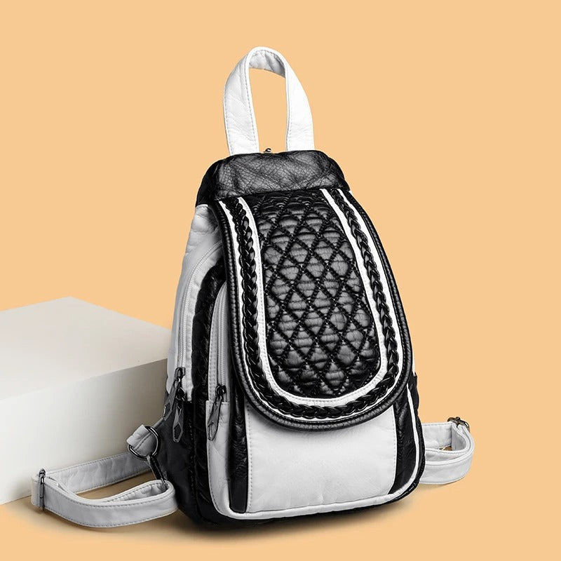 Women's vintage PU leather backpack - MRSLM