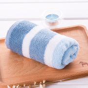 cotton striped bath and face towel, view 2 - MRSLM