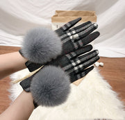 women's plaid wool cashmere gloves, view 5 - MRSLM
