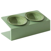 elevated double ceramic pet bowl with iron stand, view 10 - MRSLM