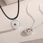 silver sun and moon circle necklace, view 2 - MRSLM