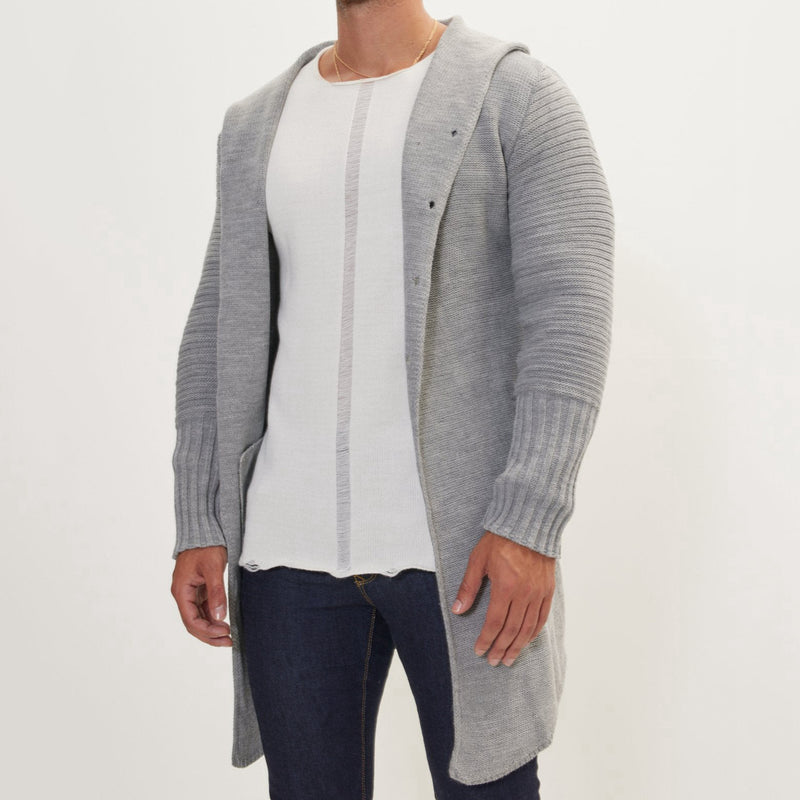 mid-length pocket cardigan sweater coat, view 3 - MRSLM