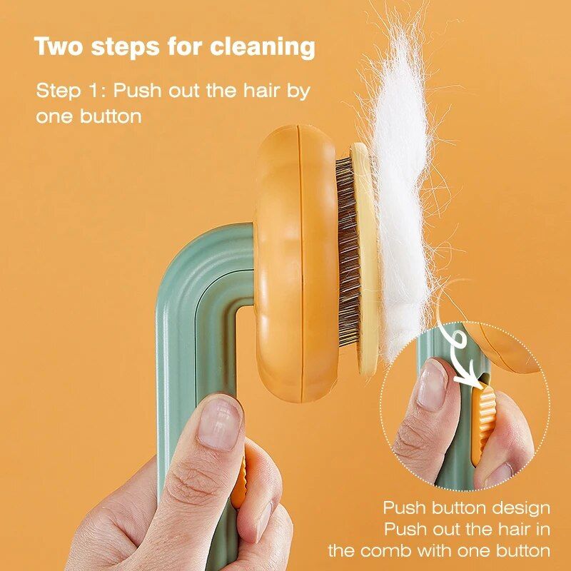 pumpkin pet grooming brush, view 4 - MRSLM