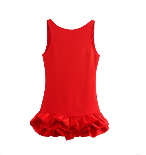 white sleeveless short frill dress, view 7 - MRSLM