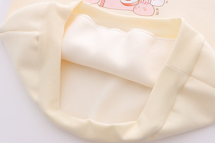 cartoon bunny peach drink fleece hoodie, view 6 - MRSLM