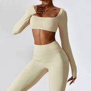 long sleeve crop top yoga shirt, view 22 - MRSLM