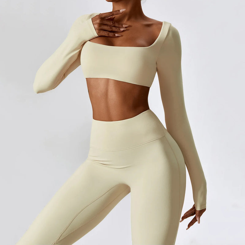 long sleeve crop top yoga shirt, view 22 - MRSLM