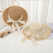 flat top straw sun hat with bowknot, view 8 - MRSLM