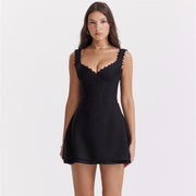 lace strap mini A-line dress, view 6 - MRSLM