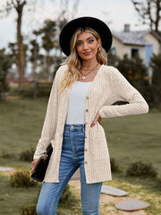 women's brushed stripe long sleeve cardigan coat, view 10 - MRSLM