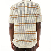 men's knitted lapel short sleeve hollow cardigan, view 3 - MRSLM