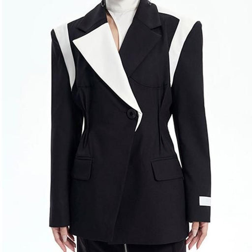 women's contrast color designer blazer, view 2 - MRSLM
